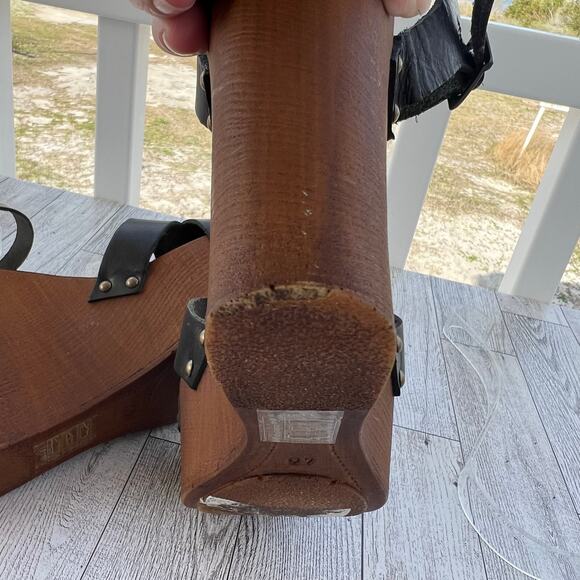 Morgan De Toi Platform Wedge Sandals Size 40/ US 10 Leather Nail Head - Picture 9 of 10